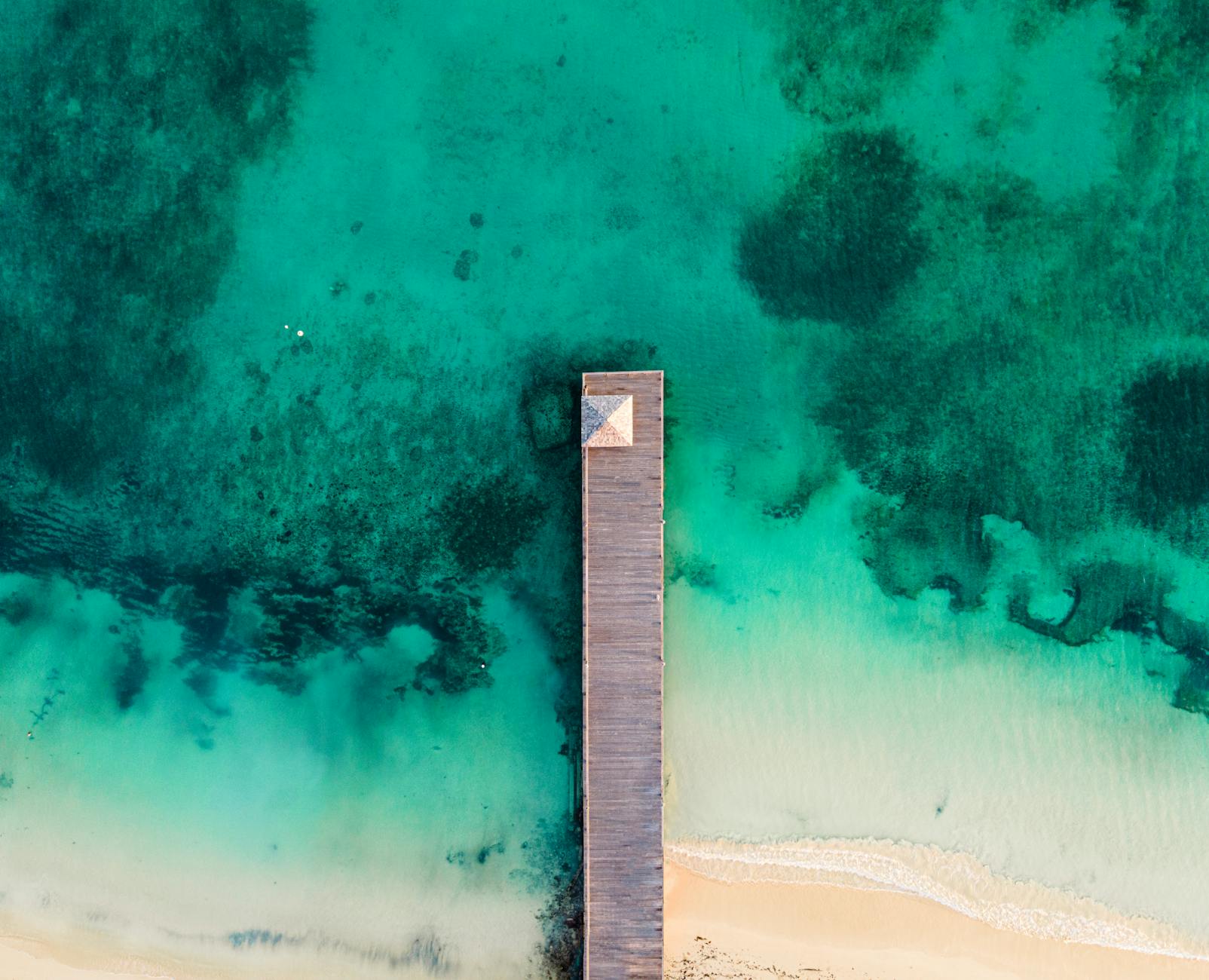 aerial view of a pier