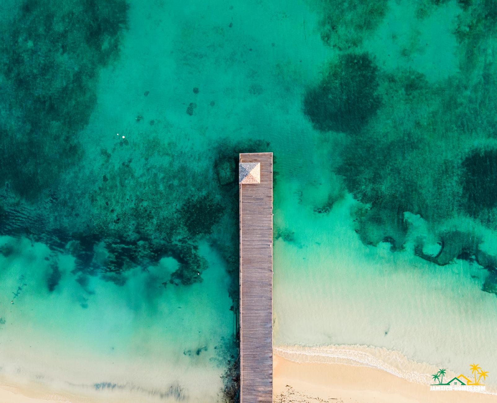 aerial view of a pier