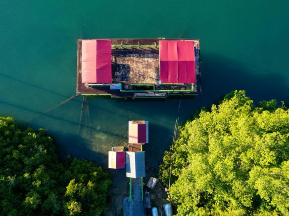 aerial view of montego bay waterfront structure
