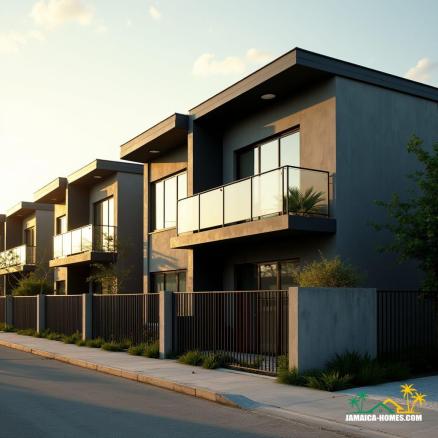Compact Two-Story Black Glass Townhomes