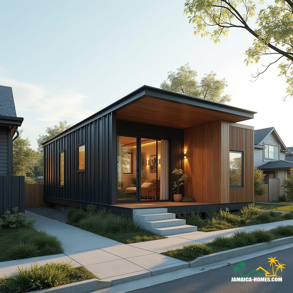 Urban Steel-Clad Mini Home
Design: Single-level steel-frame module with concrete floor