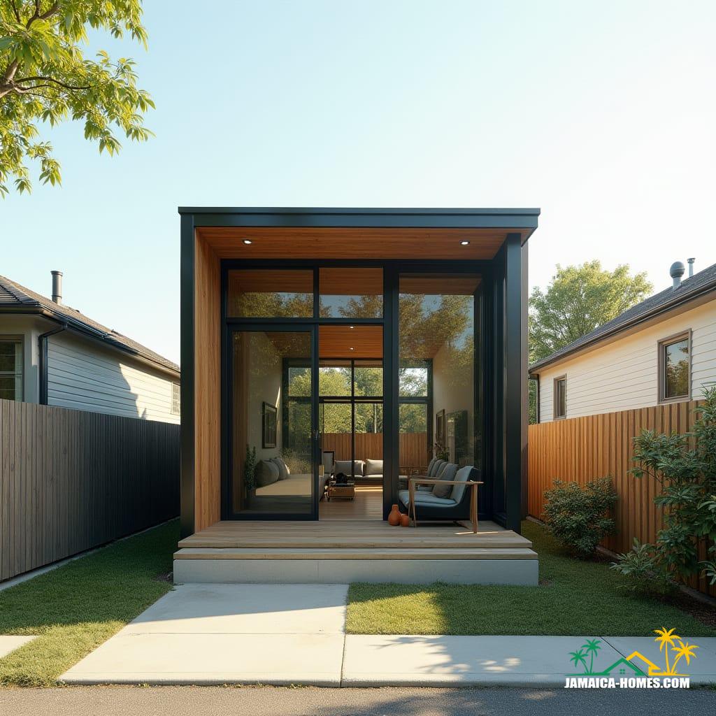 Urban Steel-Clad Mini Home
Design: Single-level steel-frame module with concrete floor